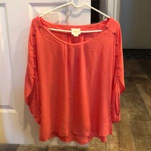 🍭Maeve Braxton Coral Button Sleeve Blouse Top M
